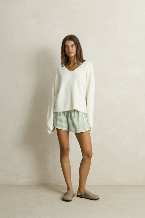 RHYTHM - Adele Oversized Long Sleeve Knit Top Cream