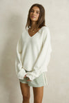 RHYTHM - Adele Oversized Long Sleeve Knit Top Cream