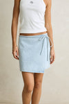 RHYTHM Denim Wrap Mini Skirt Light Wash