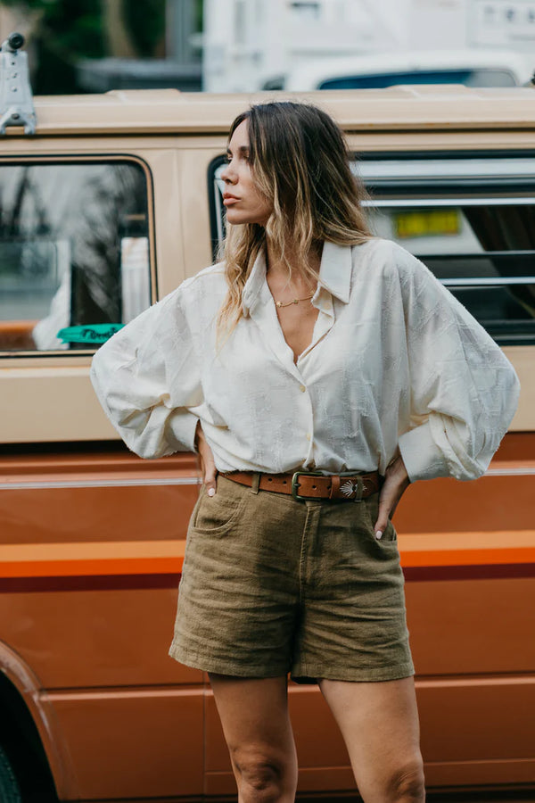 OTTWAY Miller Textured Linen Shorts