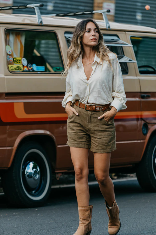 OTTWAY Miller Textured Linen Shorts