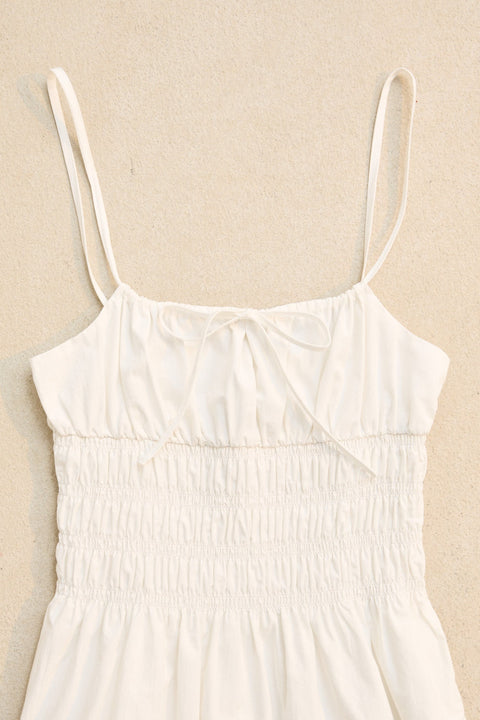 RHYTHM - Broderie Lace Gathered Midi Dress White