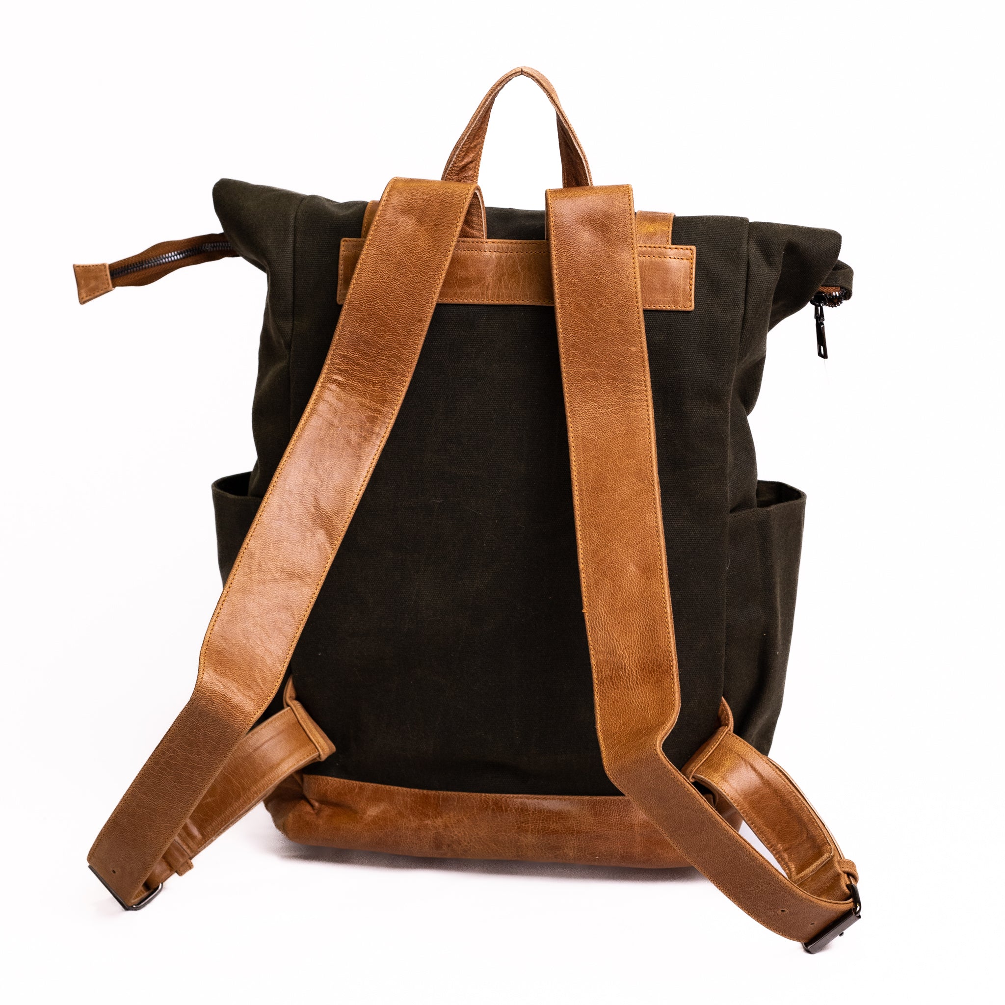 Keaton Roll Top Canvas Backpack - Forest