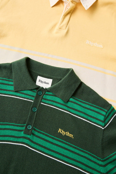 RHYTHM Langer Ss Polo Beer Bottle Green