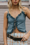 OTTWAY Alba - Blue Tie-Front Cami Top
