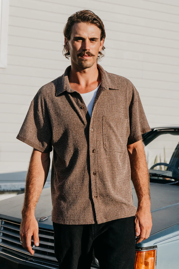 OTTWAY Dixton Textured Brown SS Shirt