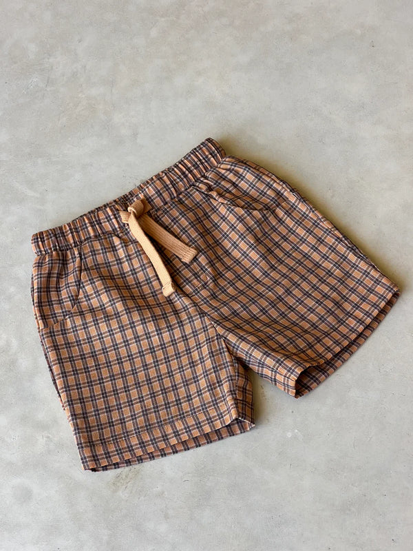OTTWAY Nomad Brown Checked Shorts - Kids