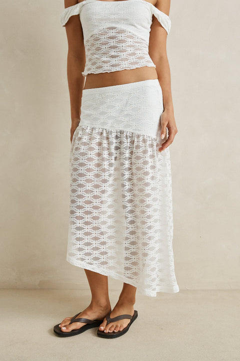 RHYTHM - Eve Lace Skirt White