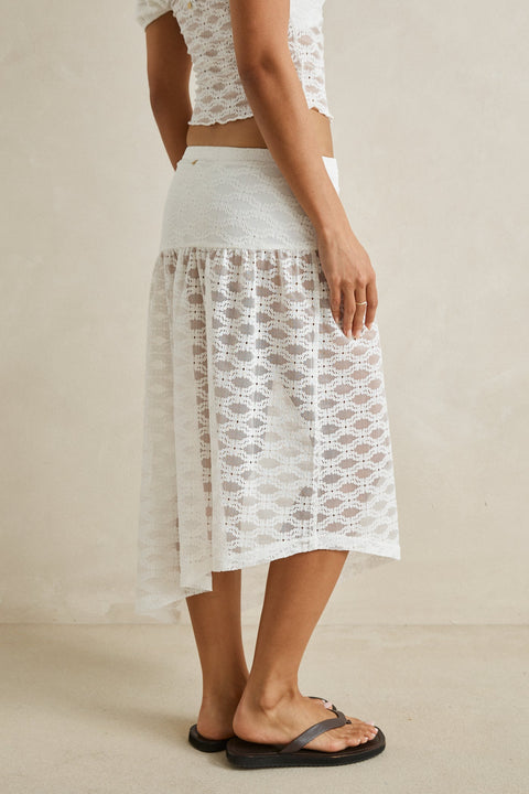 RHYTHM - Eve Lace Skirt White