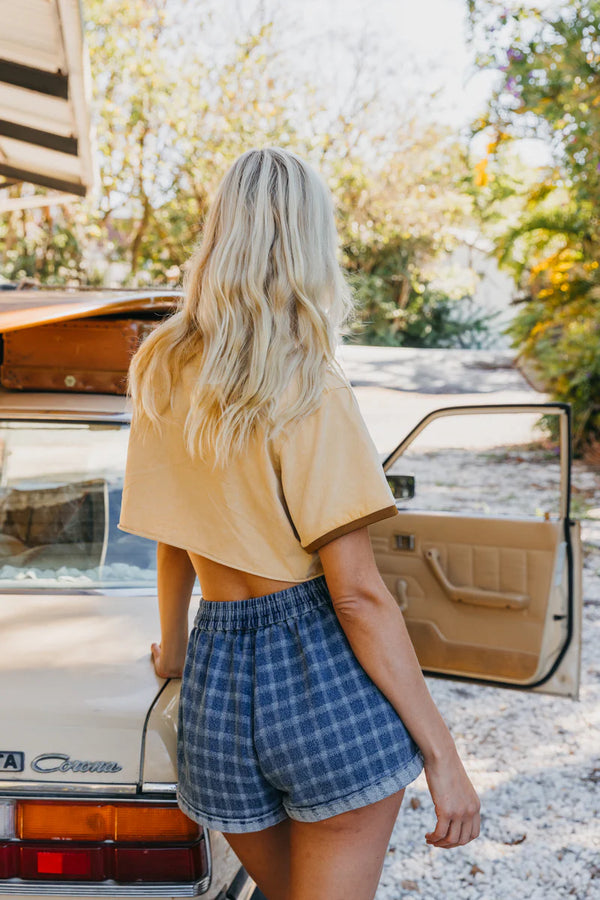 OTTWAY Weston Twin - Checked Denim Shorts