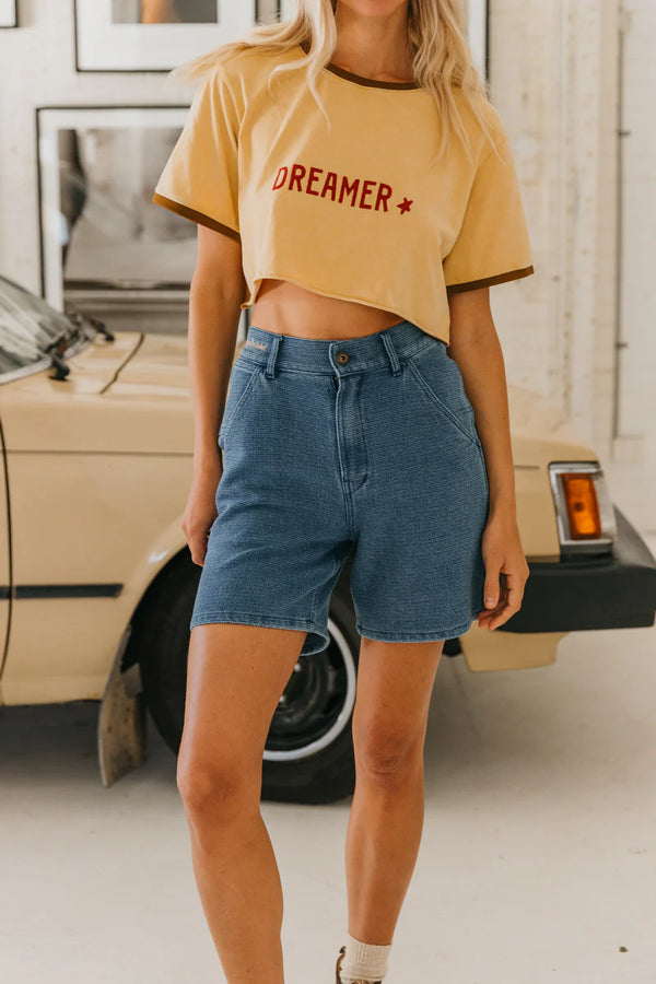 OTTWAY Dreamer Cropped T-Shirt - Soft Mustard Yellow