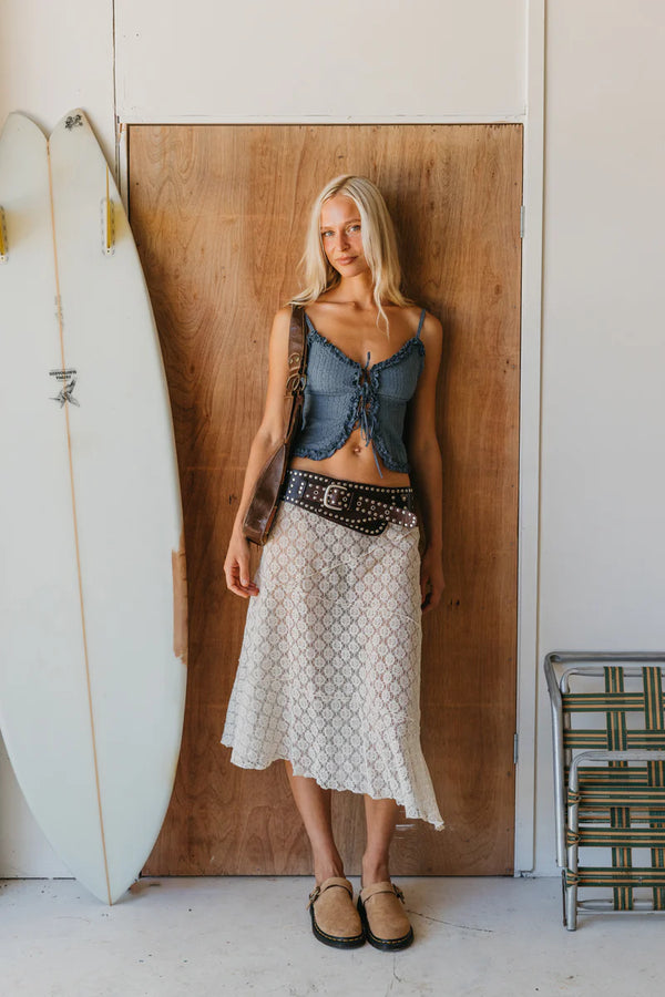 OTTWAY Alba - Blue Tie-Front Cami Top