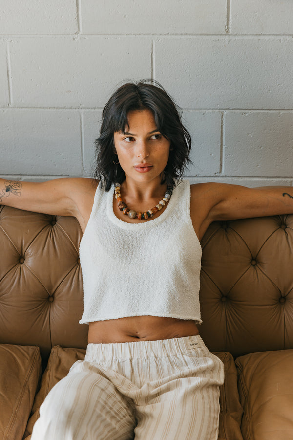 OTTWAY Maya White Knit Tank