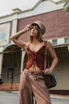 OTTWAY Alba - Burgundy Tie-Front Cami Top