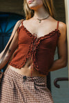 OTTWAY Alba - Burgundy Tie-Front Cami Top