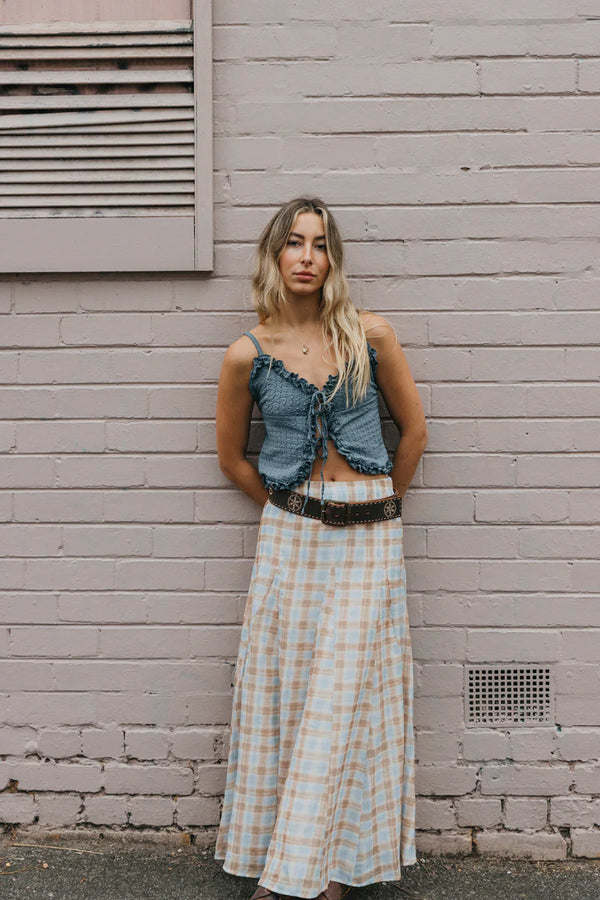 OTTWAY Alba - Blue Tie-Front Cami Top