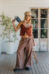 OTTWAY Alba - Burgundy Tie-Front Cami Top