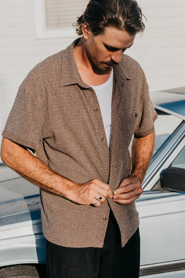 OTTWAY Dixton Textured Brown SS Shirt