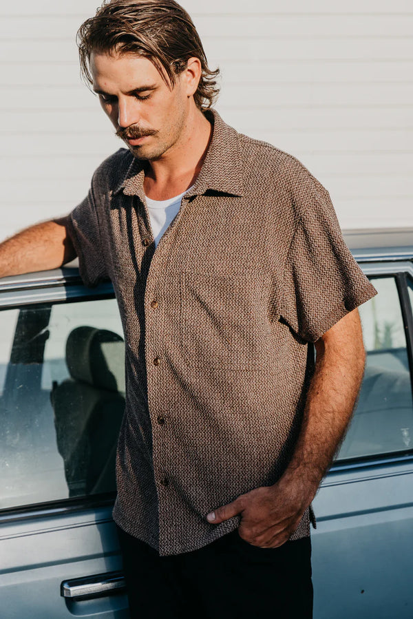 OTTWAY Dixton Textured Brown SS Shirt