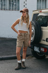 OTTWAY Overland Unisex Shorts - Washed Brown Denim