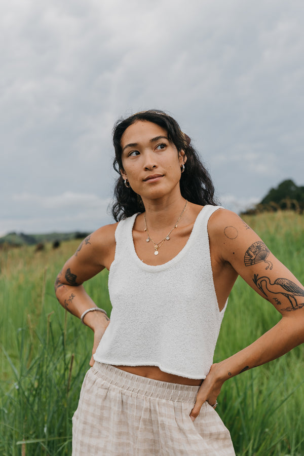 OTTWAY Maya White Knit Tank
