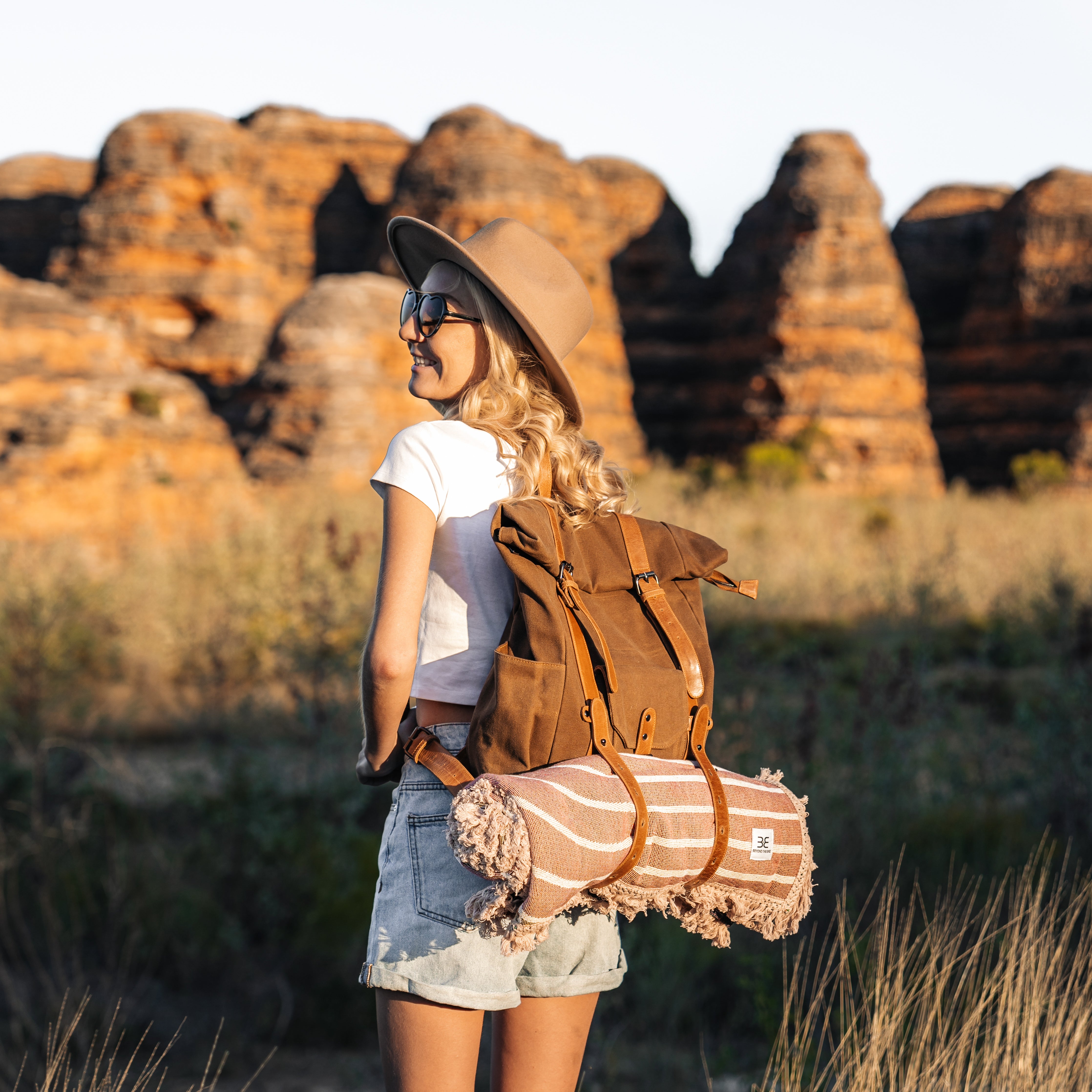 Keaton Roll Top Canvas Backpack - Earth