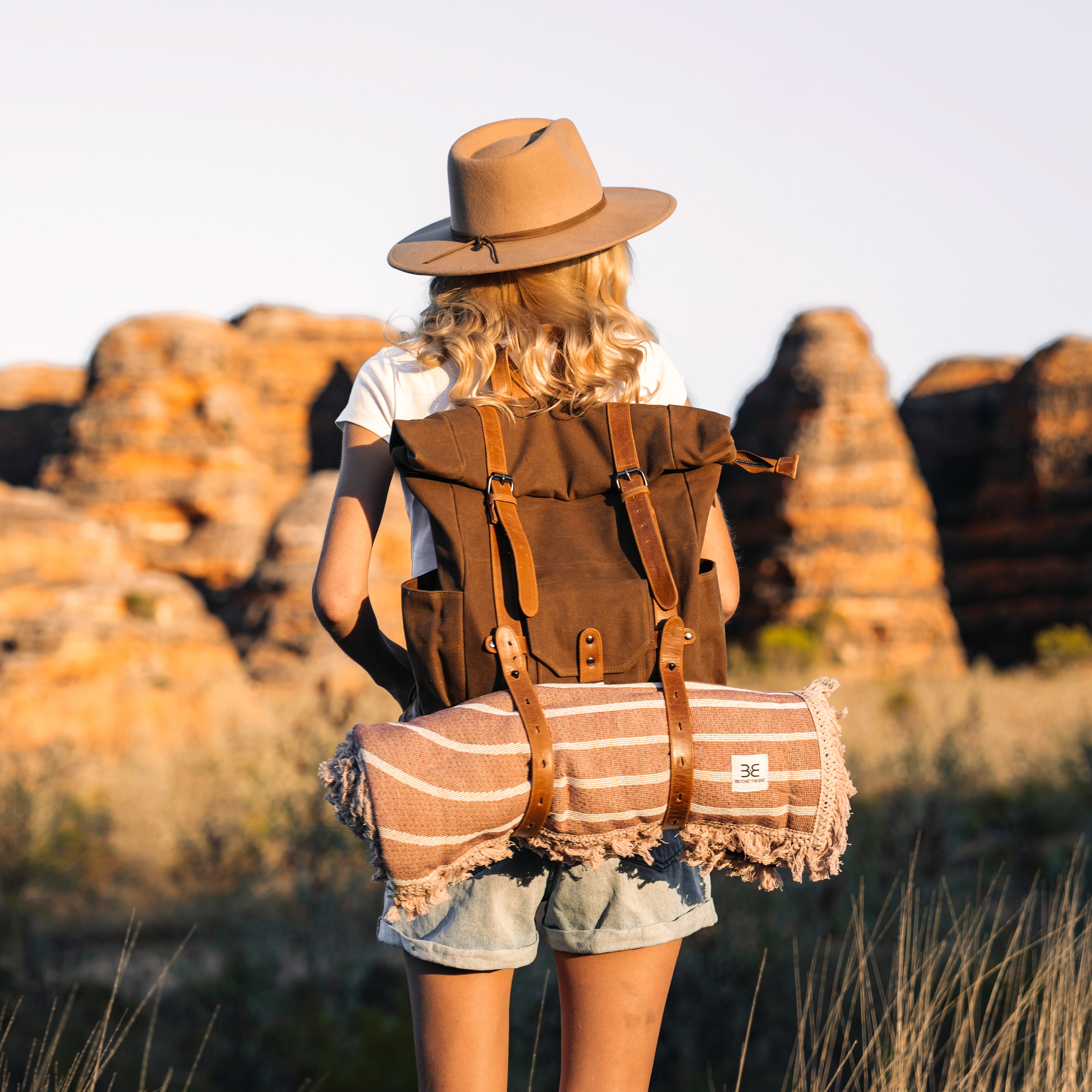 Keaton Roll Top Canvas Backpack - Earth