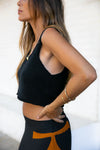 OTTWAY Maya - Black Textured Rib Knit Tank