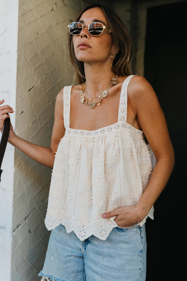 OTTWAY Gaia Embroidery Top Cream